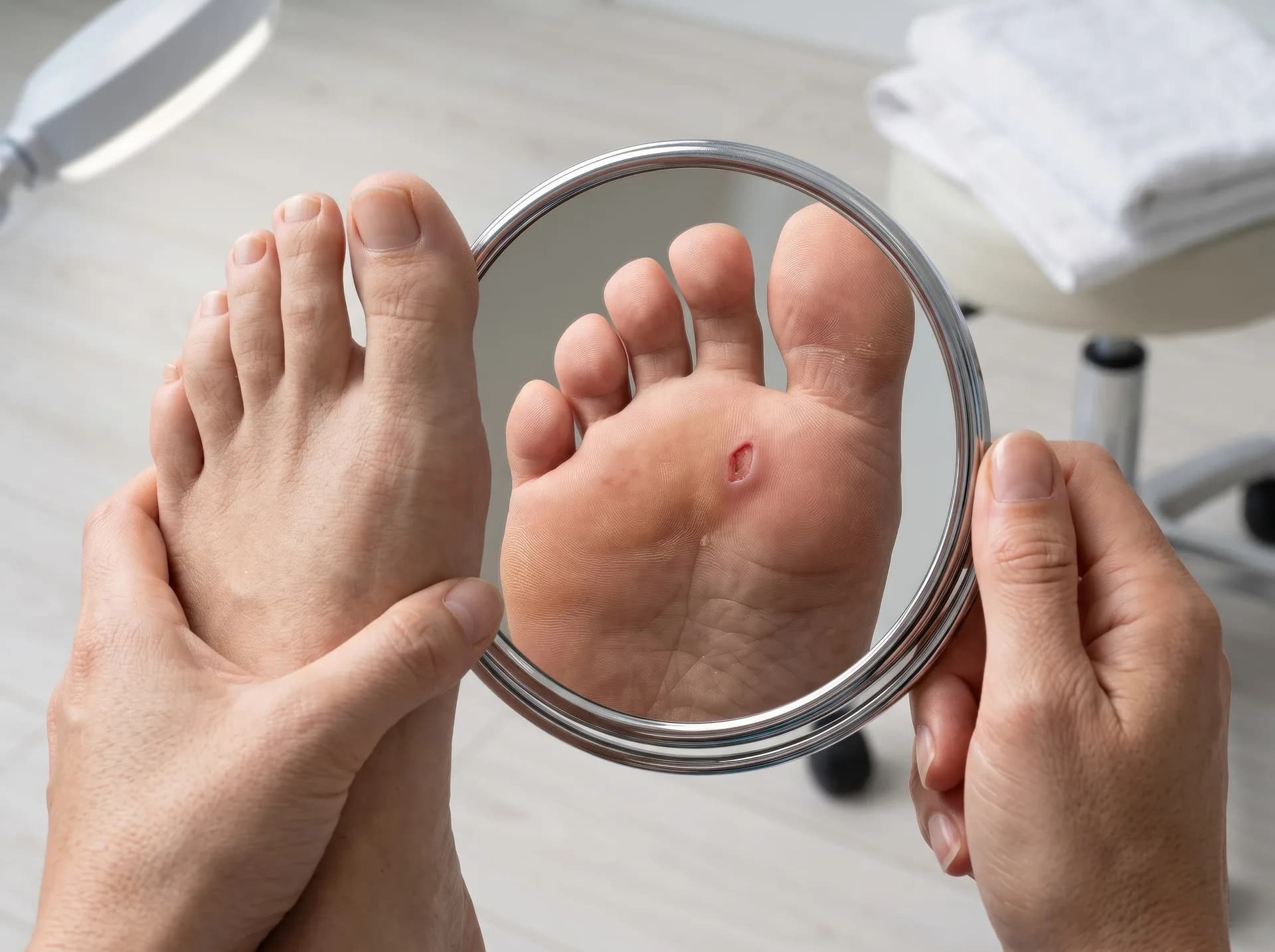 Autoexame da planta do pé para detectar melanoma acral